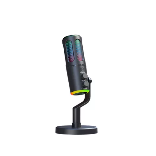 The G-Lab Mikrofon - K-MIC-NEON (3.5mm Jack csatlakozó, RGB, DUAL-CHANNEL CARDIOID, ENC, fekete)