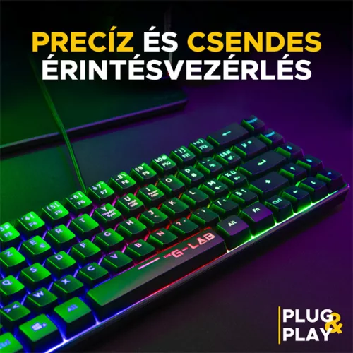 The G-Lab Gamer Billentyűzet - KEYZ HYDROGEN HU (RGB LED, TKL, USB, fekete, magyar)