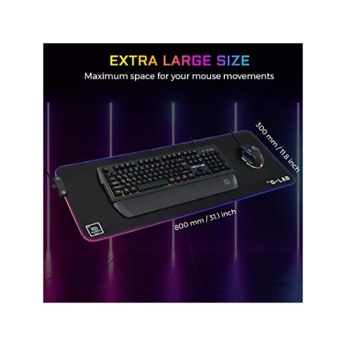 The G-Lab Egérpad - PAD RUBIDIUM (800x300x3mm; fekete, extra USB, vízálló, RGB LED) csomagolás sérült!