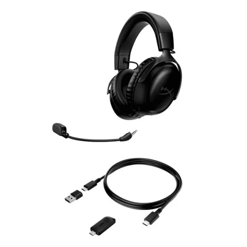 HyperX Fejhallgató - Cloud III Wireless (Vezeték nélküli, USB, fekete/fekete)