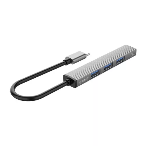 Orico USB3.0 Hub - AH-13-GY/26/ (4 port, Bemenet: USB-C, Kimenet: 1xUSB-A 3.0, 3xUSB-A 2.0, ezüst)