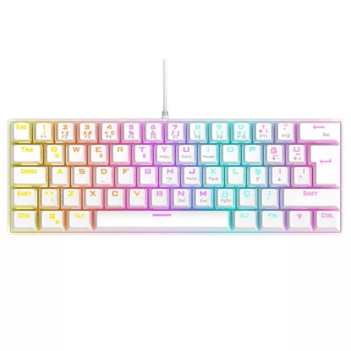 Rampage Billentyűzet - PLOWER K60 White US (Vezetékes, Mechanikus, Blue switch, angol, fehér, RGB LED)