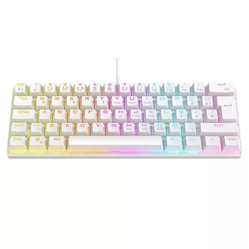 Rampage Billentyűzet - PLOWER K60 White US (Vezetékes, Mechanikus, Blue switch, angol, fehér, RGB LED)