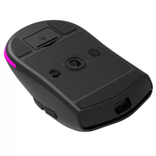 Rampage Vezeték Nélküli Egér - PROTE M5 (Pixart PAW3311, Huano 80M, 24000 DPI, 400mAh, 6 gomb, RGB, Type-C, fekete)