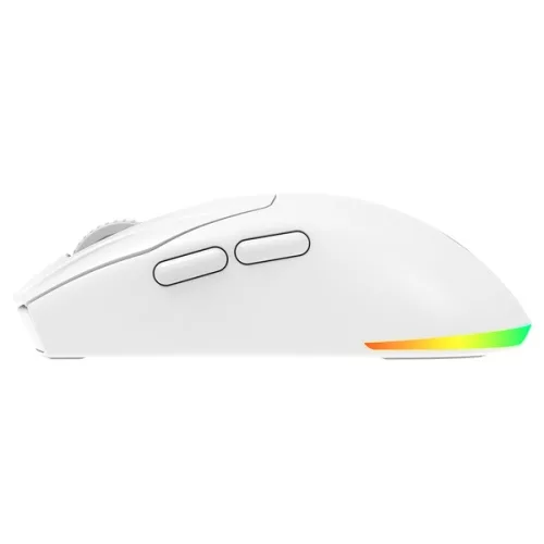 Rampage Vezeték Nélküli Egér - PROTE M5 PRO (Pixart PAW3395, Huano 80M, 26000 DPI, 500mAh, 6 gomb, RGB, Type-C, fehér)