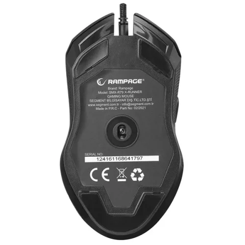 Rampage Egér Gamer - SMX-R79 X-RUNNER (10000DPI, PMW 3327 szenzor, 6 gomb, makro, RGB LED, fekete)