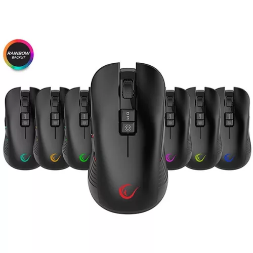 Rampage Egér Vezeték Nélküli Gamer - SMX-R20 Specter (Avago 3212, Tölthető akku; 3600DPI, 5 gomb, makro, LED, fekete)