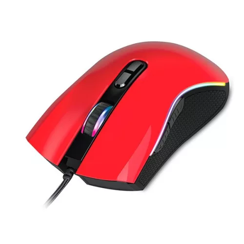 Rampage Egér Gamer - SMX-R44 Macro (6400DPI, 6 gomb, makro, RGB LED, 1,8m harisnyázott kábel, piros-fekete)