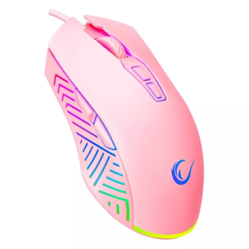 Rampage Egér Gamer - SMX-G68 SPEAR (7200DPI, 7 gomb, makro, RGB LED, 1,5m harisnyázott kábel, pink)