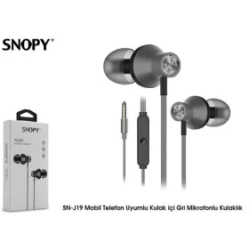   Snopy Fülhallgató - SN-J19 Gray (mikrofon, 3.5mm TRRS jack, 1.2m kábel, szürke)