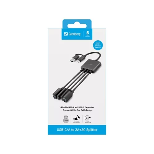 Sandberg USB Hub - USB-C/A to 2A+2C Splitter
