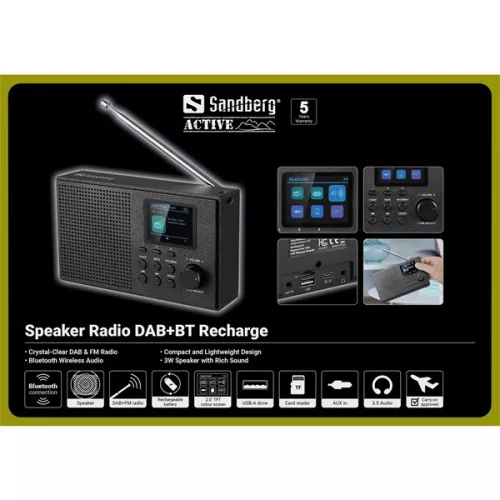 Sandberg Rádió - Speaker Radio DAB+BT Recharge