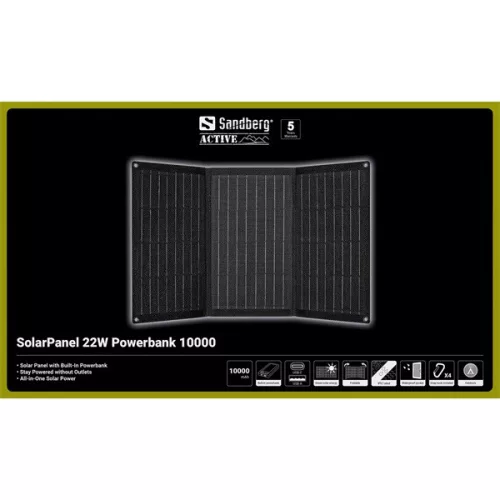 Sandberg Akkubank - SolarPanel 22W Powerbank 10000