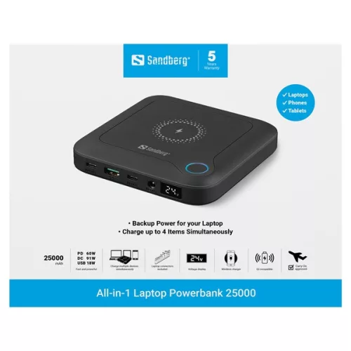 Sandberg Akkubank -All-in1 Laptop Powerbank 25000