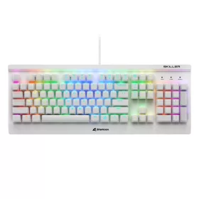  Sharkoon Billentyűzet Mechanikus - Skiller SGK3 White/Red (Kailh Red mechanika; Világítás; fehér; angol)