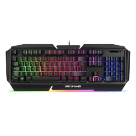   Spirit of Gamer Billentyűzet - PRO-K5 (105 gomb, Fém felső rész, RGB LED, USB, 19 anti-ghost, fekete, magyar)