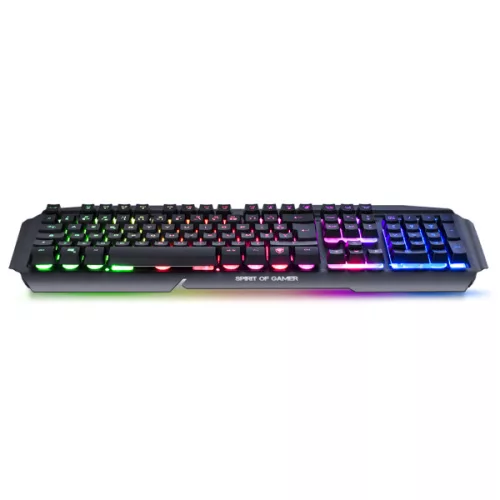 Spirit of Gamer Billentyűzet - PRO-K5 (105 gomb, Fém felső rész, RGB LED, USB, 19 anti-ghost, fekete, magyar)