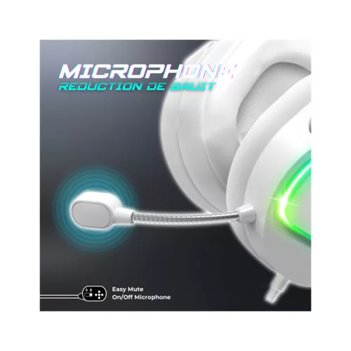 Spirit of Gamer Fejhallgató - PRO-H6 RGB White (MultiPlatform, mikrofon, 3.5mm jack, hangerőszabályzó, 2m kábel, fehér)