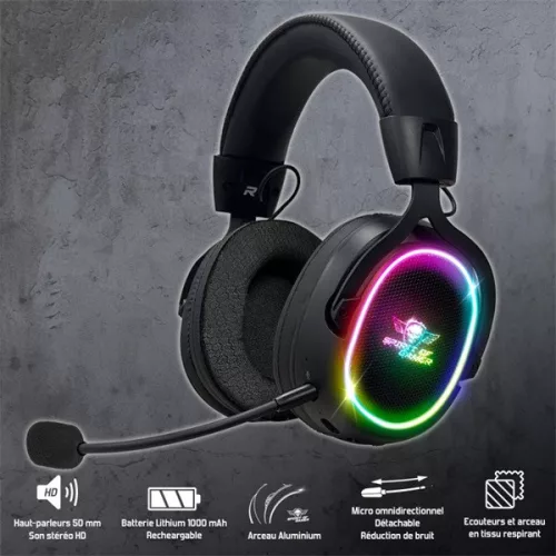 Spirit of Gamer Wireless Fejhallgató - MIC-XH1200 (MultiPlatform,7.1,mikrofon, hangerőszabályzó, nagy-párnás, fekete)