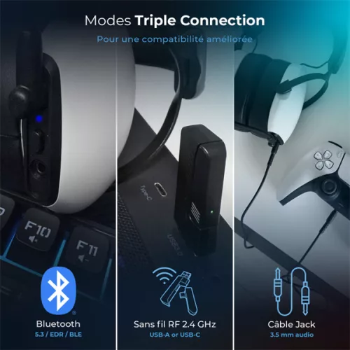 Spirit of Gamer Wireless Fejhallgató - MIC-XH1400 (MultiPlatform, 7.1,mikrofon, hangerőszabályzó, nagy-párnás, fehér)