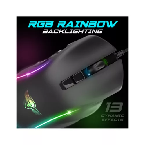 Spirit of Gamer Egér - ELITE-M30 (Optikai, 12800DPI, 10 gomb programozható, RGB, harisnyázott kábel, fekete)