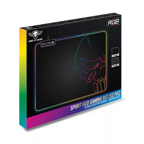 Spirit of Gamer Egérpad - RGB Medium (RGB háttérvilágítás, 350 x 255 x 3mm; fekete) csomagolás sérült!