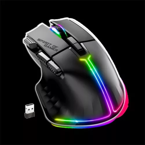 Spirit of Gamer Egér vezeték nélküli - PRO-M5 Wireless (Optikai, 8000DPI, 8 gomb, fekete)