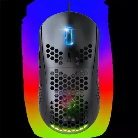   Spirit of Gamer Egér - S-PM4 RGB (Optikai, 12800DPI, 6 gomb, harisnyázott kábel, fekete)