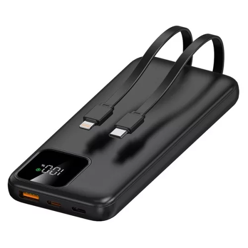 S-Link Powerbank - IP-G16L 10000mAh (3x Type-C, Lightning, 20W PD, led, fekete)