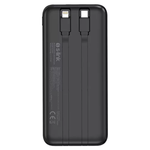 S-Link Powerbank - IP-G16L 10000mAh (3x Type-C, Lightning, 20W PD, led, fekete)