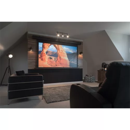 EliteScreens 92" (16:9) motoros fali vászon Cinegray 5D SKT92XHD5-E12 (204 x 115 cm, Fehér, Oldafeszített)