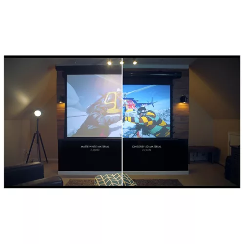 EliteScreens 92" (16:9) motoros fali vászon Cinegray 5D SKT92XHD5-E12 (204 x 115 cm, Fehér, Oldafeszített)