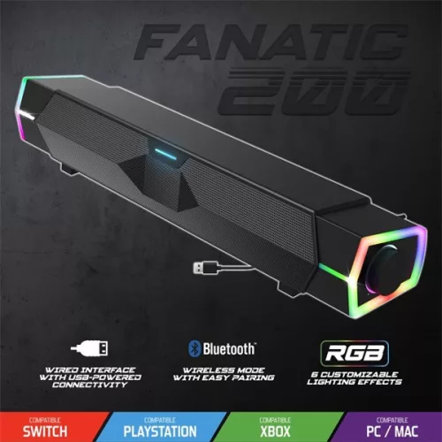Spirit of Gamer Hangszóró 2.0 - Fanatic 200 (Multiplatform, Bluetooth/USB, fekete)