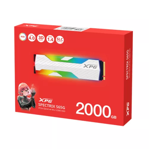 ADATA SSD - 2TB XPG SPECTRIX S65G (3D TLC, M.2 PCIe Gen 4x4, r:6000 MB/s, w:5000 MB/s, hűtőbordás)