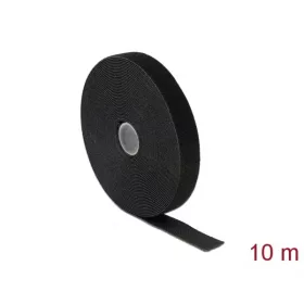   Delock Vezeték kötegelő -  (Hurkolható rögzítő 10m x 25mm tekercs, fekete)