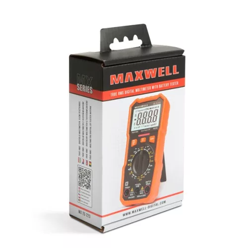 Maxwell digitális multiméter - elem teszterrel + munkalámpa funkcióval, kompakt (25223)