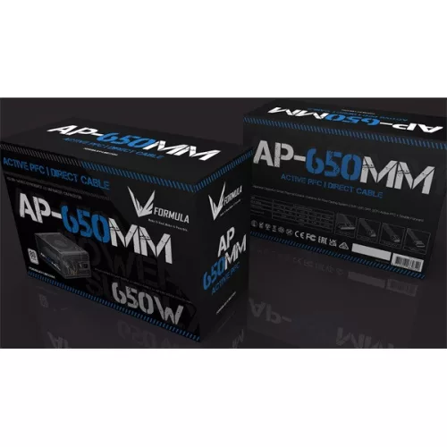 Formula Tápegység 650W - AP-650MM (80 Plus, Aktív PFC, 12cm)