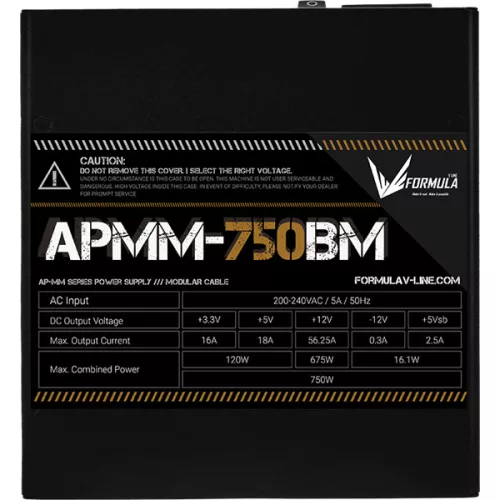 Formula Tápegység 750W - APMM-750BM (80 Plus Bronze, ATX3.1/PCIe 5.1, Aktív PFC, 14cm, Full Moduláris)