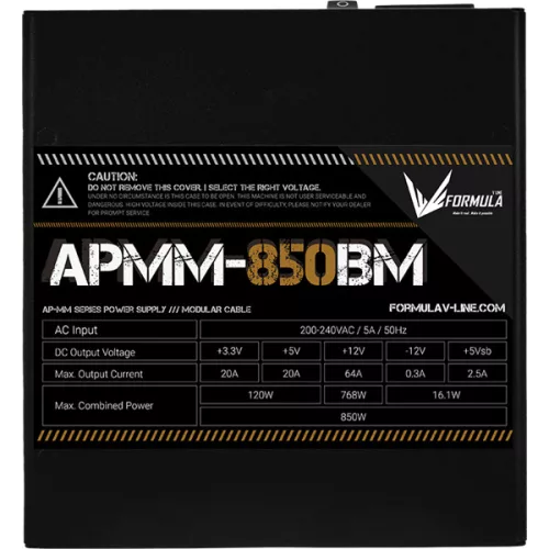 Formula Tápegység 850W - APMM-850BM (80 Plus Bronze, ATX3.1/PCIe 5.1, Aktív PFC, 14cm, Full Moduláris)
