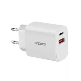   APPROX Telefontöltő - USB Type-C, USB-A port, 20W gyorstöltő + 1m USB Type-C kábel, Fehér