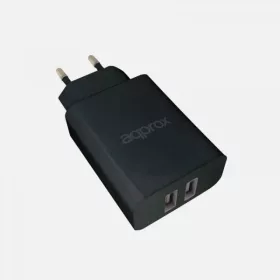 APPROX Telefontöltő - 2db USB2.0, 5V/2.4A, Fekete