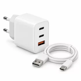   APPROX Telefontöltő - USB Type-C, USB-A port, 35W gyorstöltő + 1m USB Type-C kábel, Fehér