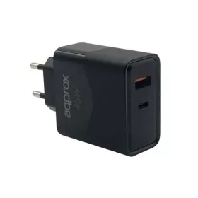   APPROX Telefontöltő - USB Type-C, USB-A port, 45W gyorstöltő + 1m USB Type-C kábel, Fekete