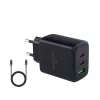 Bluestork Hálózati töltő - PW-65-CCA-B (2xUSB-C, USB-A, 65W, 2m kábel, fekete)
