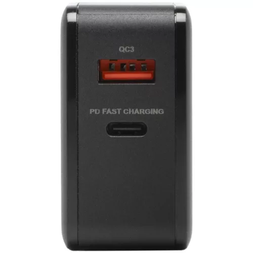 Bluestork Hálózati töltő - PW-BS-65-GAN-C-A (USB-C, USB-A, 65W, 1,8m kábel, gyorstöltés, fekete)