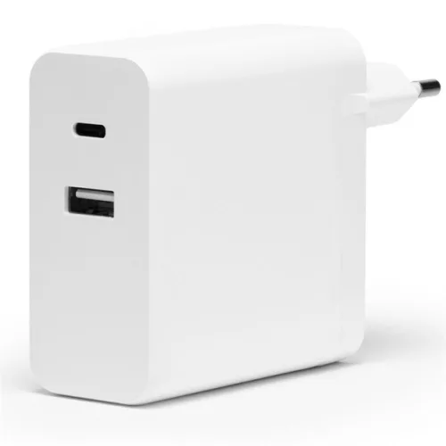 Bluestork Hálózati töltő - PW-NB-65-C-W (USB-C, USB-A, 65W, 1.8m kábel, Fehér)