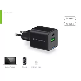   Conceptronic telefon töltő adapter - ALTHEA15B (USB-C+USB-A, 20W, fekete)