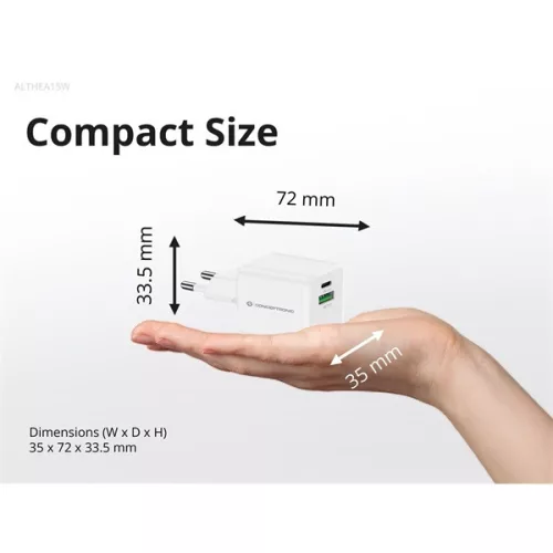 Conceptronic telefon töltő adapter - ALTHEA15W (USB-C+USB-A, 20W, fehér)