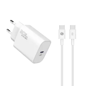   S-Link Hálózati töltő - SL-EC62TP (20W, QC4.0 Gyorstöltés,Type-C to Type-C, 100cm adat+töltőkábel, fehér)
