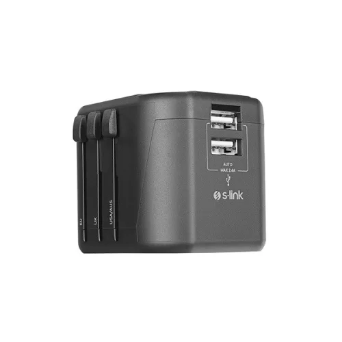 S-Link Adapter - SL-WL024 (Univerzális utazó adapter, 20W, Travel EU, UK, USA/AUS, 2xUSB-A, 1xUSB-C, 2.4A)